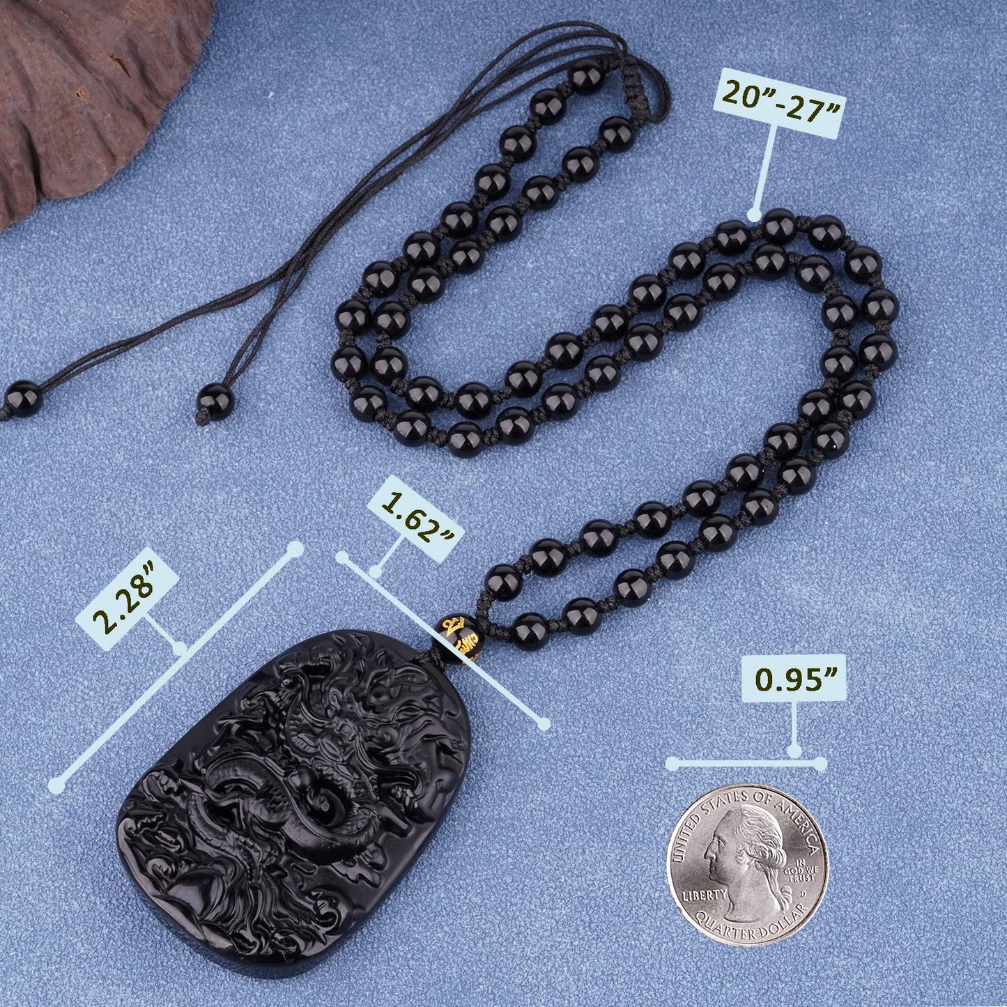 Black Obsidian Chinese Dragon Necklace-Attract Protection And Fortune - ourlovejewelry