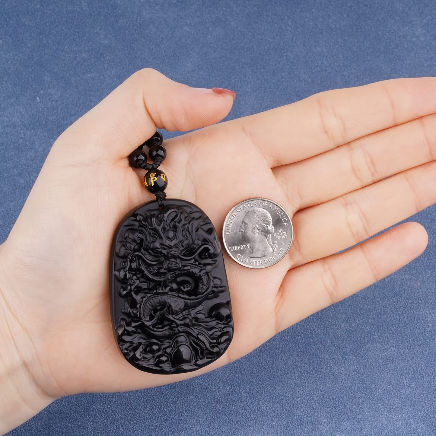 Black Obsidian Chinese Dragon Necklace-Attract Protection And Fortune - ourlovejewelry
