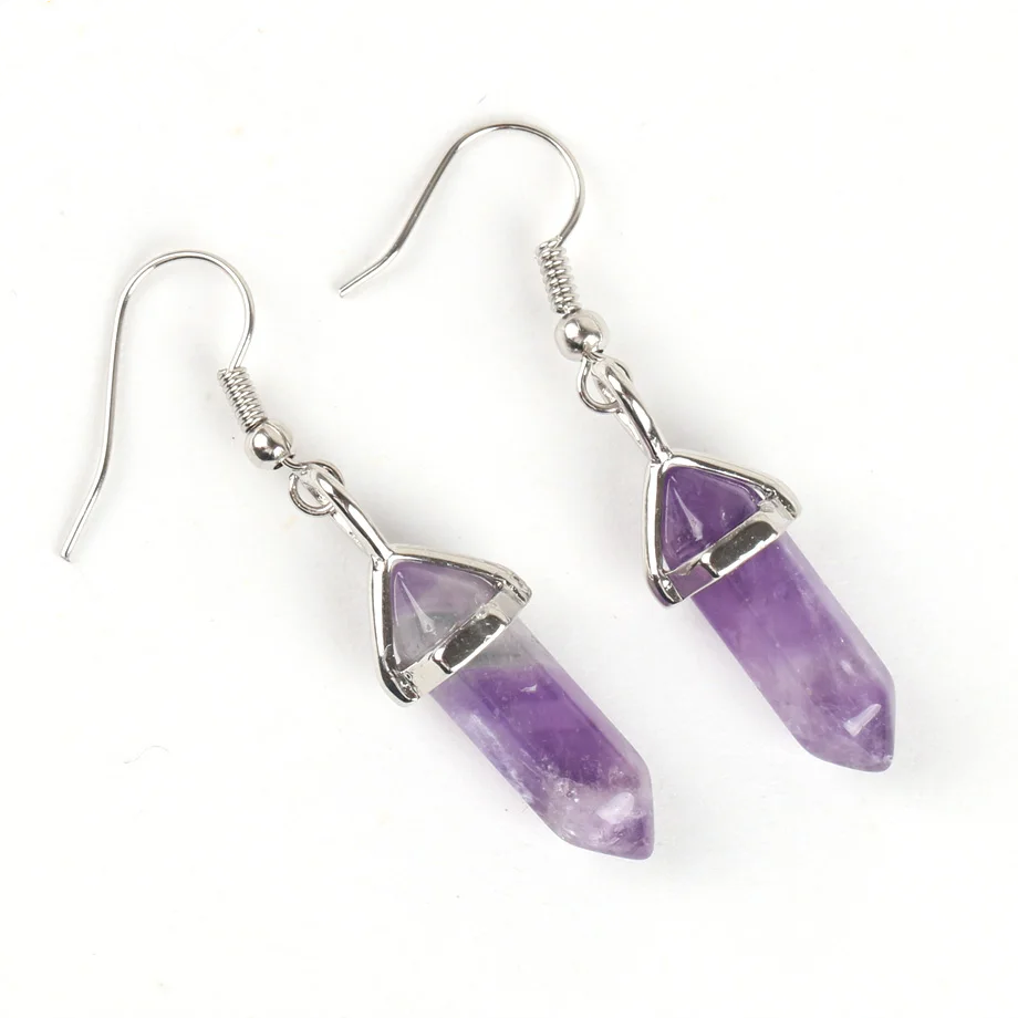 Natural Amethyst Crystal Earring-Attract Inner Harmony - ourlovejewelry