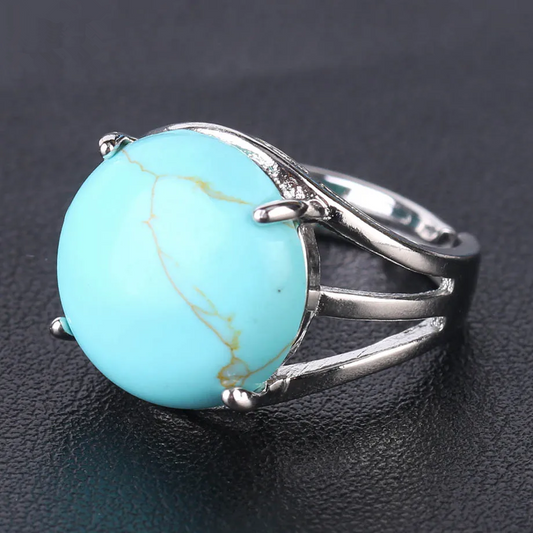 Adjustable Natural Turquoise Stone Ring-Promotes Inner Peace And Positive Energy