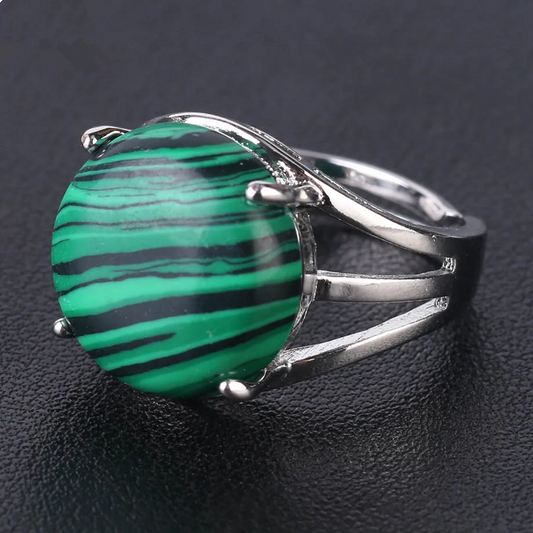 Natural Malachite Crystal Ring-Attract Protection&Absorbs Negative Energy