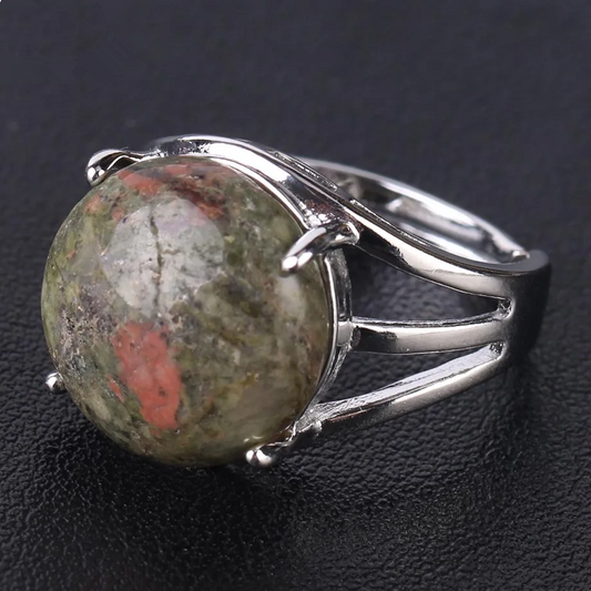 Natural Unakite Stone Ring-Promote Spiritual Healing