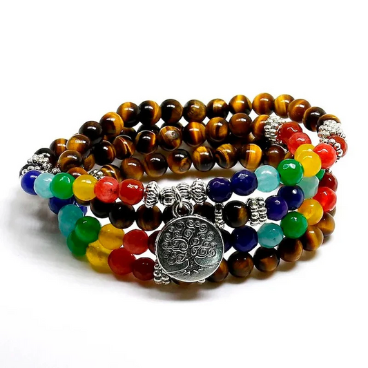 Natural 7 Chakra Tiger Eye Healing  Bracelets- Promote Mental Healing