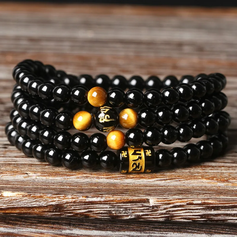 Black Onyx 108 Beads Bracelet-Attract Protection&Mental Healing - ourlovejewelry