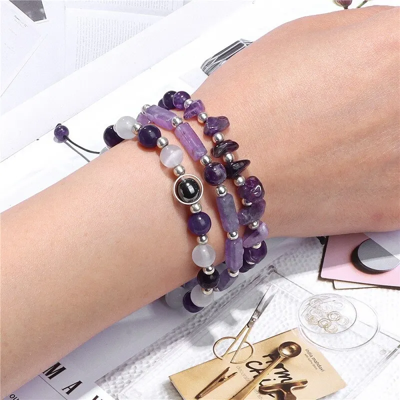 Natural Amethyst Gemstone Bracelet-Promote Mental and Physical Healing - ourlovejewelry