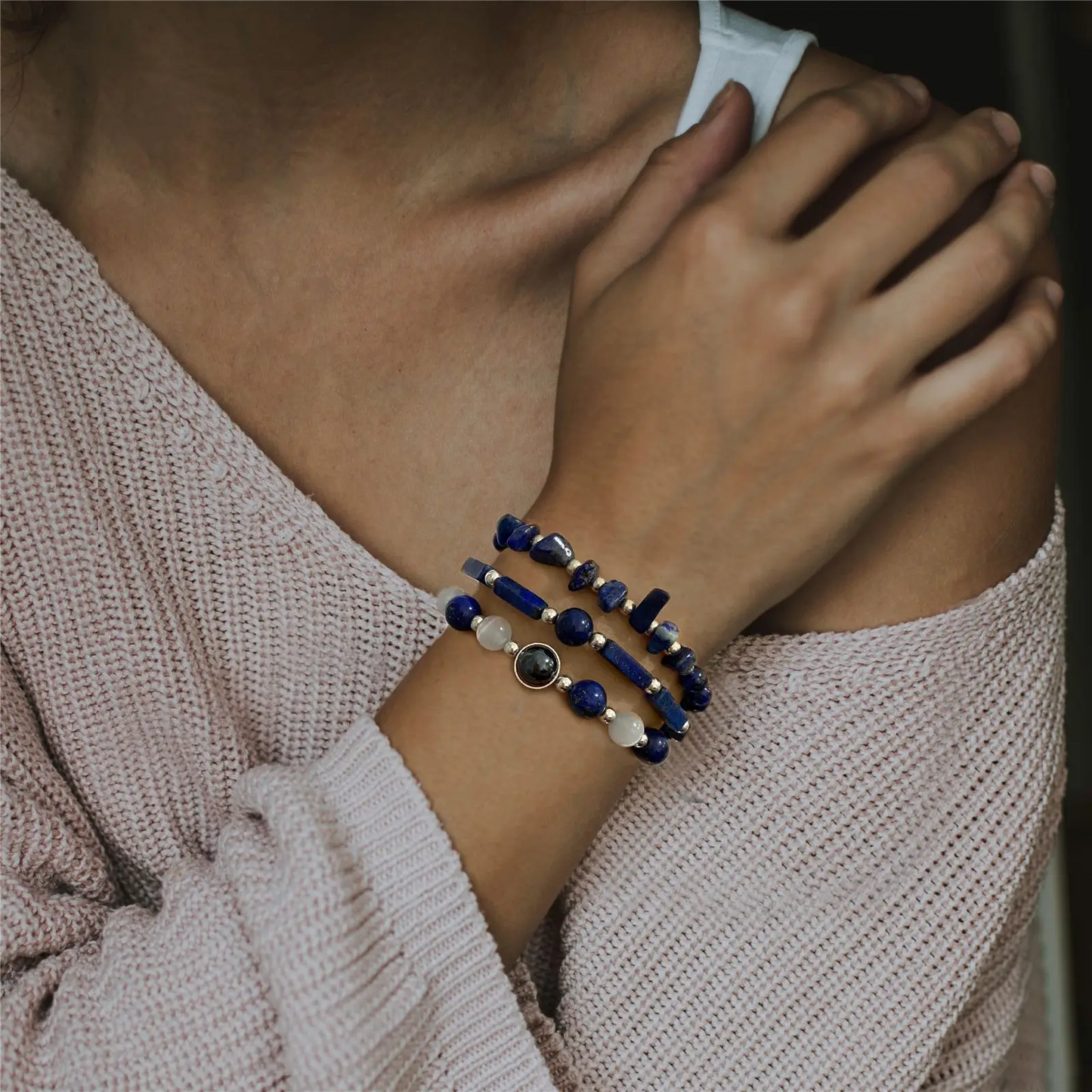 Natural Lapis Lazuli Stone Bracelet-Promote Physical Health&Communication - ourlovejewelry