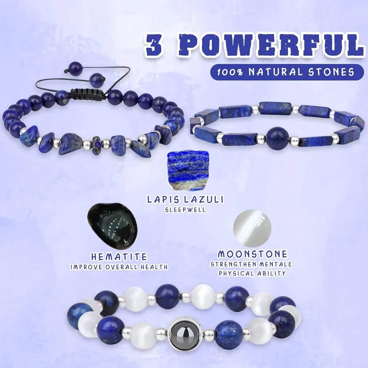 Natural Lapis Lazuli Stone Bracelet-Promote Physical Health&Communication - ourlovejewelry