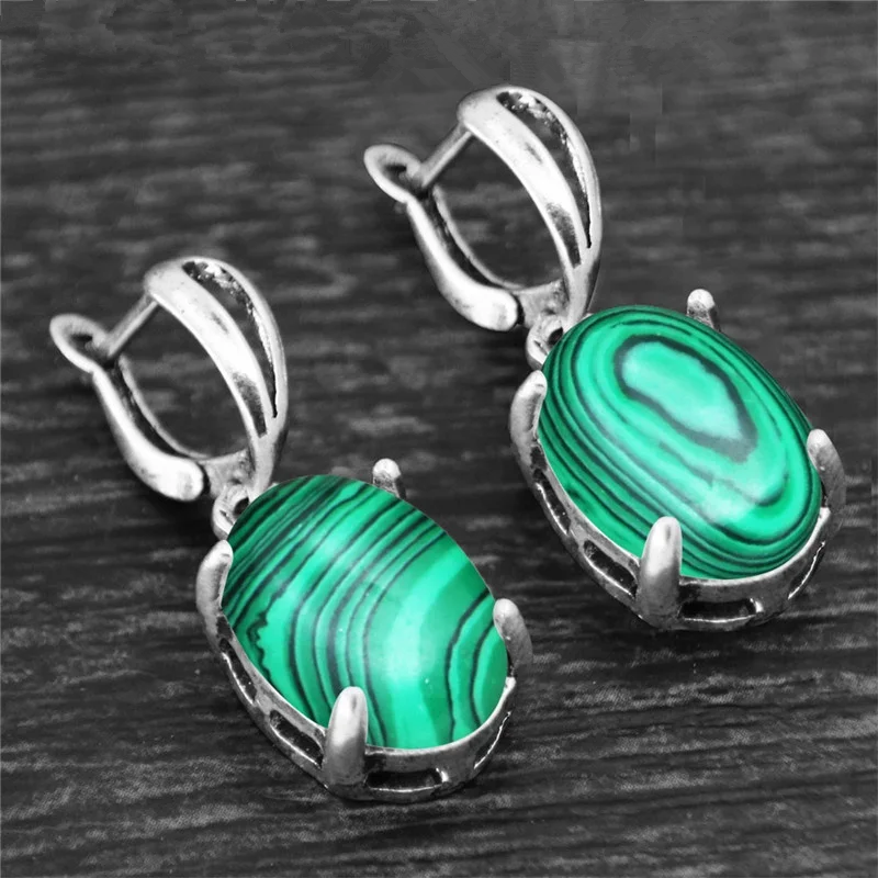 Natural Malachite Stone Earrings-Help You Change Yourself - ourlovejewelry