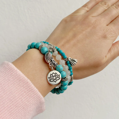 Lotus Flowers Turquoise Energy Bracelet-Purity And Beauty