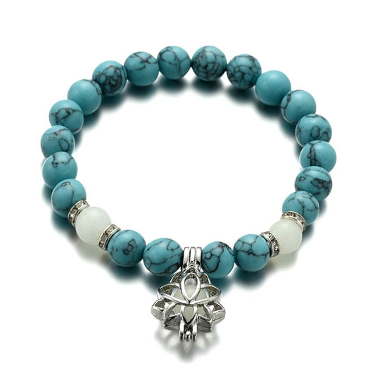 Lotus Turquoise Crystal  Healing Bracelet