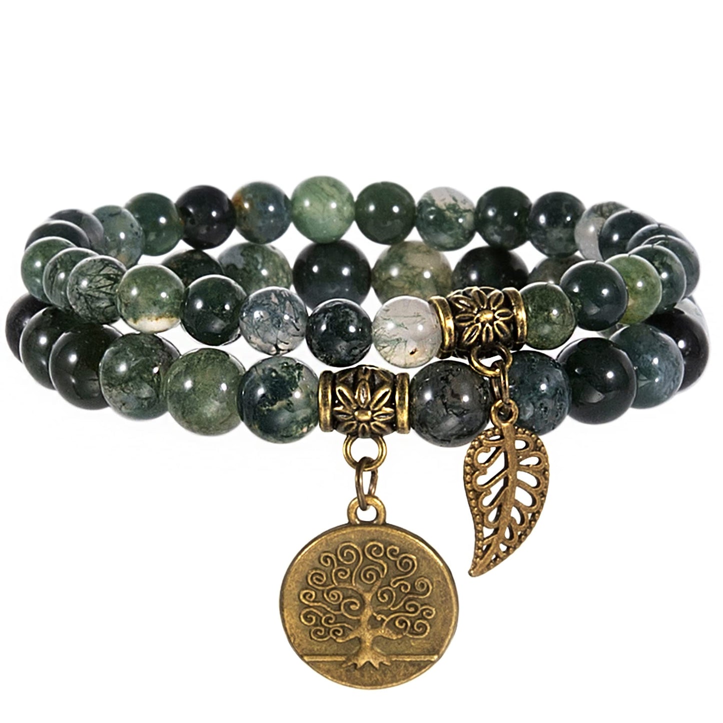Moss Agate Healing Crystal Bracelet-Calming - ourlovejewelry