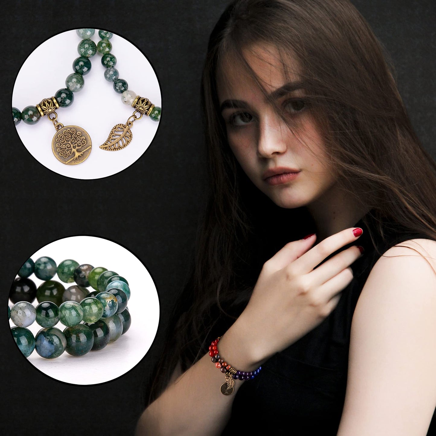 Moss Agate Healing Crystal Bracelet-Calming - ourlovejewelry