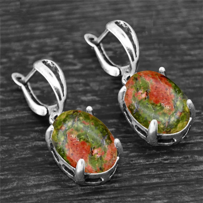 Natural Unakite Stone Earring-Attract Balance&Health - ourlovejewelry