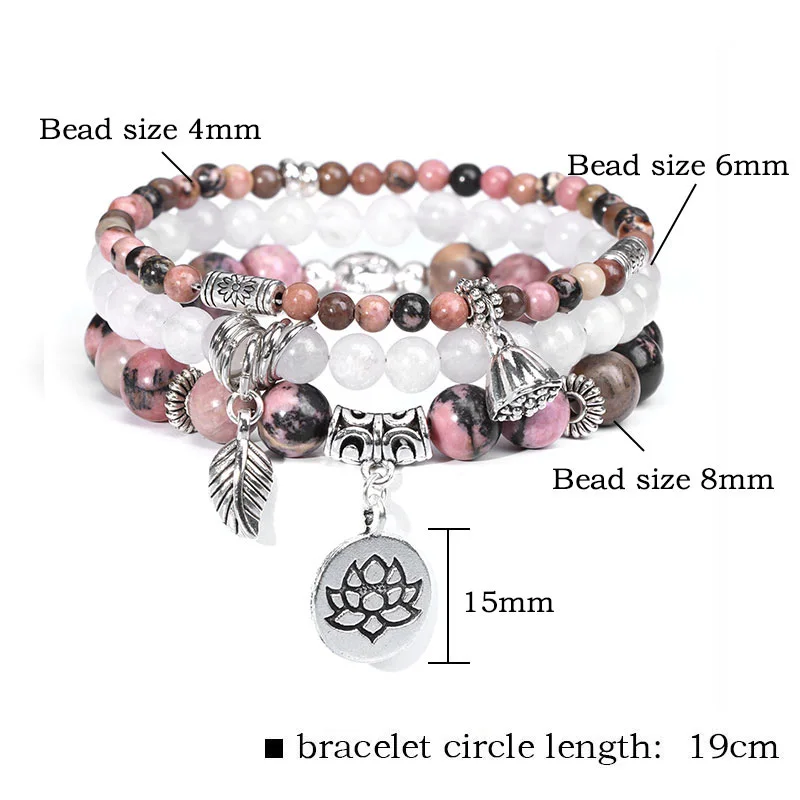 Lotus Flowers Rhodonite Energy Bracelet - ourlovejewelry